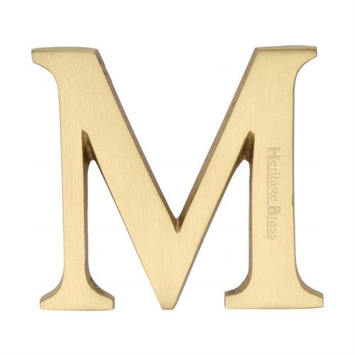 Heritage Brass C1565 2 M-SB Alphabet M Pin Fix 51mm (2) Satin Brass Finish
