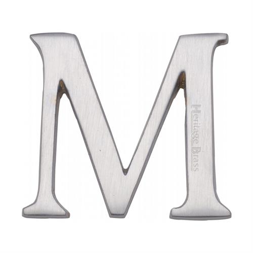 Heritage Brass C1565 2 M-SC Alphabet M Pin Fix 51mm (2) Satin Chrome Finish