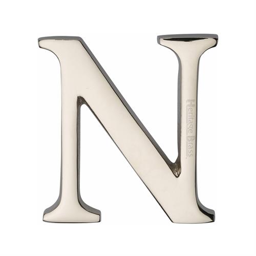Heritage Brass C1565 2 N-PNF Alphabet N Pin Fix 51mm (2) Polished Nickel Finish