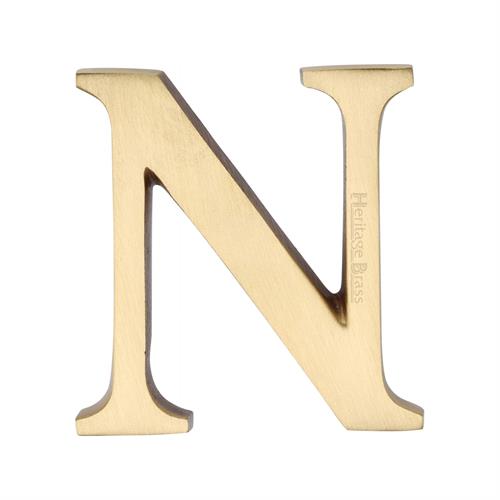 Heritage Brass C1565 2 N-SB Alphabet N Pin Fix 51mm (2) Satin Brass Finish