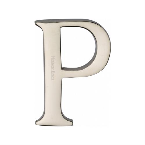 Heritage Brass C1565 2 P-PNF Alphabet P Pin Fix 51mm (2) Polished Nickel Finish