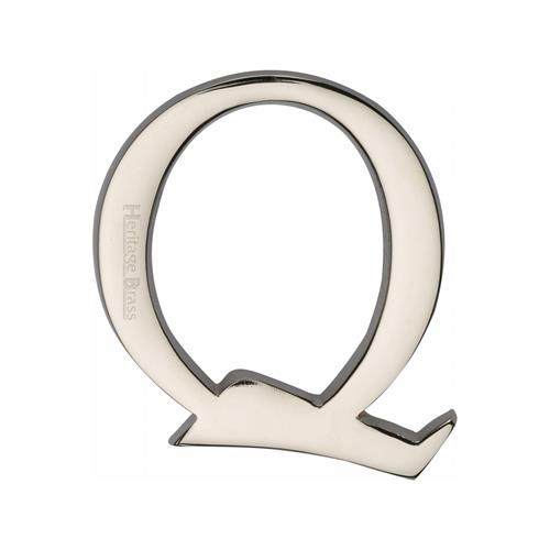 Heritage Brass C1565 2 Q-PNF Alphabet Q Pin Fix 51mm (2) Polished Nickel Finish