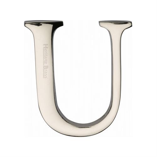 Heritage Brass C1565 2 U-PNF Alphabet U Pin Fix 51mm (2) Polished Nickel Finish
