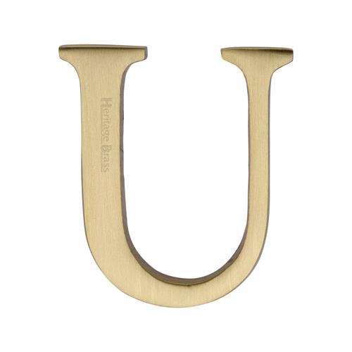 Heritage Brass C1565 2 U-SB Alphabet U Pin Fix 51mm (2) Satin Brass Finish