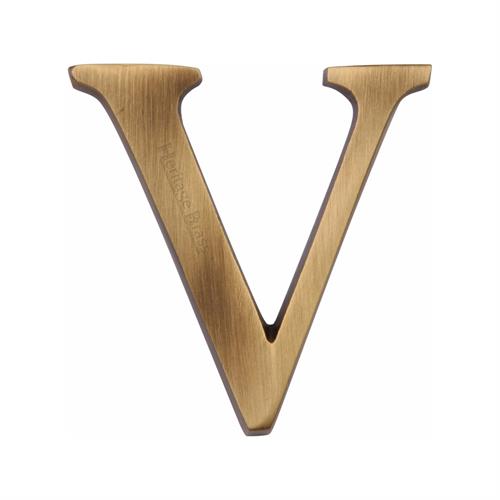 Heritage Brass C1565 2 V-AT Alphabet V Pin Fix 51mm (2) Antique Finish