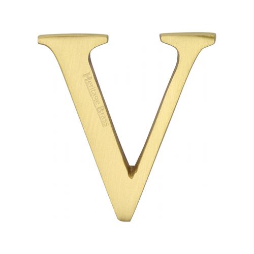 Heritage Brass C1565 2 V-SB Alphabet V Pin Fix 51mm (2) Satin Brass Finish
