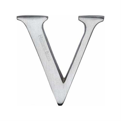 Heritage Brass C1565 2 V-SC Alphabet V Pin Fix 51mm (2) Satin Chrome Finish