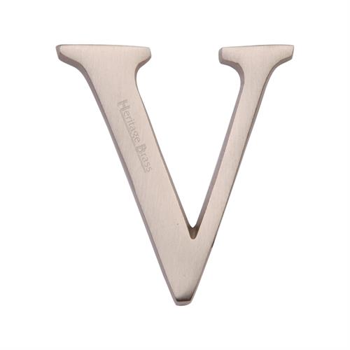 Heritage Brass C1565 2 V-SN Alphabet V Pin Fix 51mm (2) Satin Nickel Finish