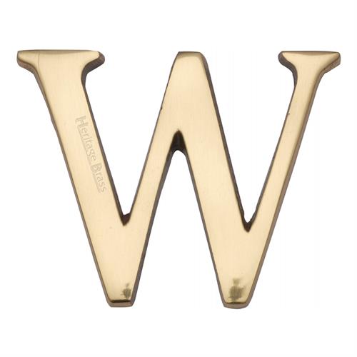 Heritage Brass C1565 2 W-PB Alphabet W Pin Fix 51mm (2) Polished Brass Finish