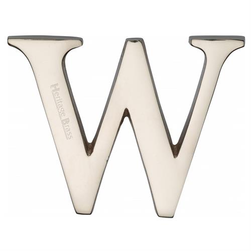 Heritage Brass C1565 2 W-PNF Alphabet W Pin Fix 51mm (2) Polished Nickel Finish