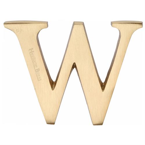Heritage Brass C1565 2 W-SB Alphabet W Pin Fix 51mm (2) Satin Brass Finish