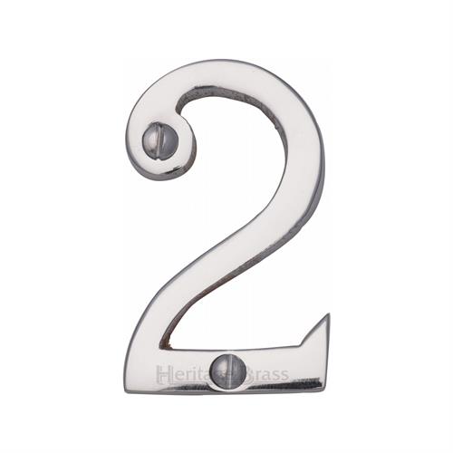 Heritage Brass C1567 2-PC Numeral 2 Face Fix 51mm (2) Polished Chrome finish