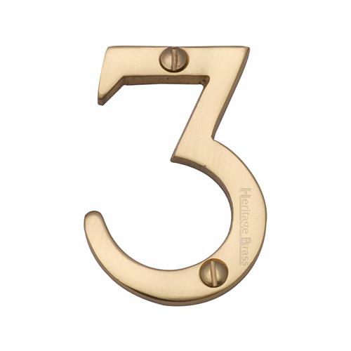 Heritage Brass C1567 3-PB Numeral 3 Face Fix 51mm (2) Polished Brass finish