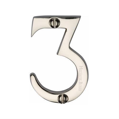 Heritage Brass C1567 3-PNF Numeral 3 Face Fix 51mm (2) Polished Nickel finish