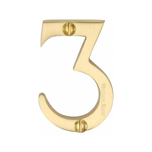 Heritage Brass C1567 3-SB Numeral 3 Face Fix 51mm (2) Satin Brass finish