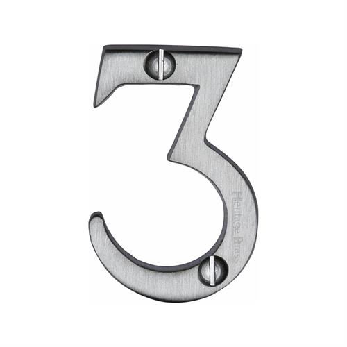 Heritage Brass C1567 3-SC Numeral 3 Face Fix 51mm (2) Satin Chrome finish
