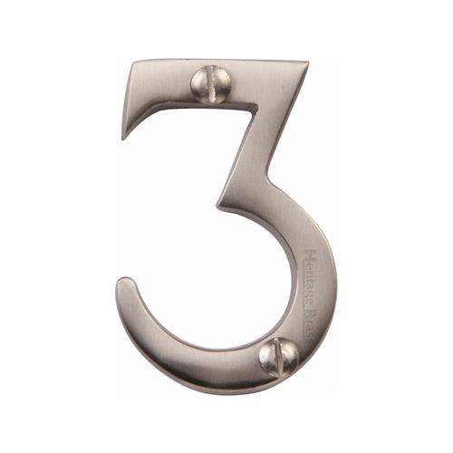 Heritage Brass C1567 3-SN Numeral 3 Face Fix 51mm (2) Satin Nickel finish