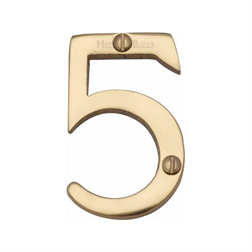 Heritage Brass C1567 5-PB Numeral 5 Face Fix 51mm (2) Polished Brass finish