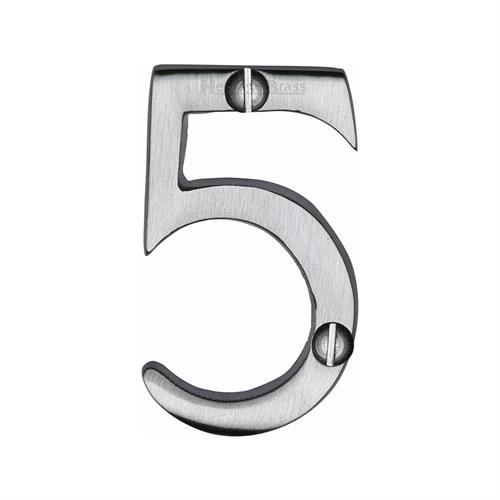 Heritage Brass C1567 5-SC Numeral 5 Face Fix 51mm (2) Satin Chrome finish