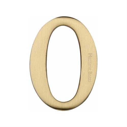 Heritage Brass C1568 0-SB Numeral 0 Self Adhesive 51mm (2) Satin Brass finish