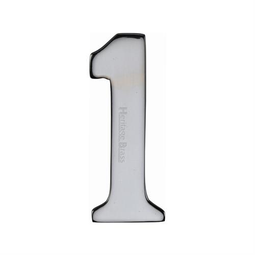 Heritage Brass C1568 1-PC Numeral 1 Self Adhesive 51mm (2) Polished Chrome finish