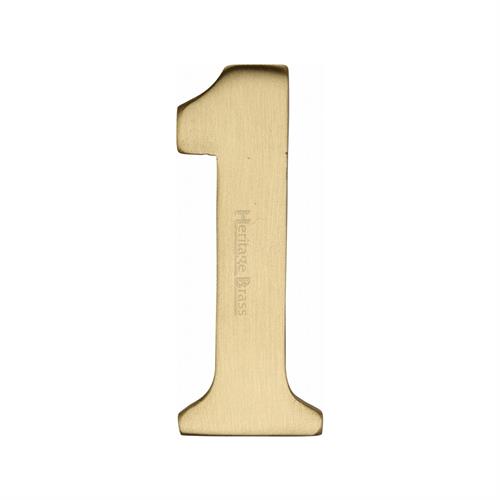 Heritage Brass C1568 1-SB Numeral 1 Self Adhesive 51mm (2) Satin Brass finish