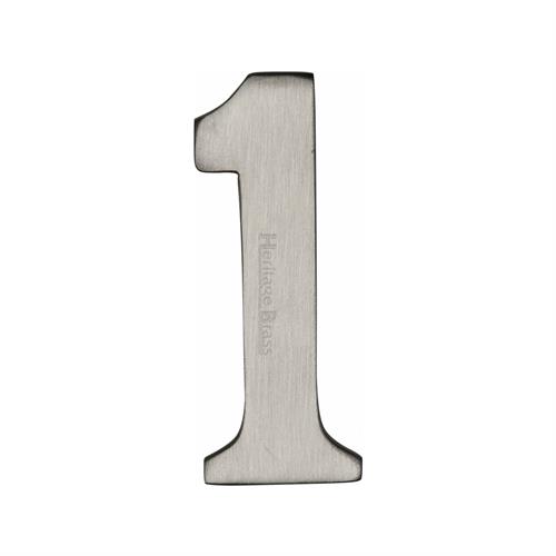 Heritage Brass C1568 1-SN Numeral 1 Self Adhesive 51mm (2) Satin Nickel finish