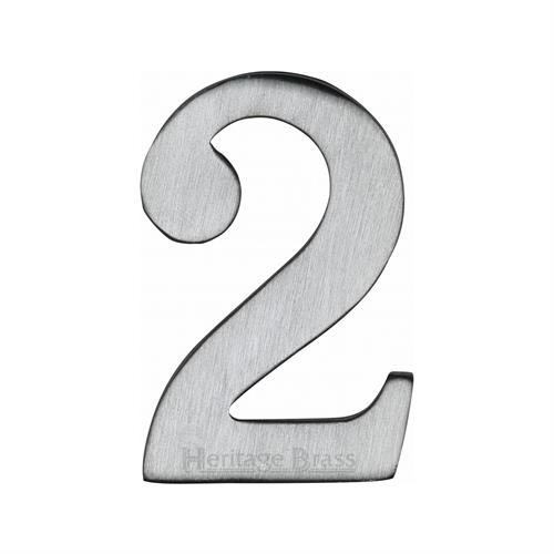 Heritage Brass C1568 2-SC Numeral 2 Self Adhesive 51mm (2) Satin Chrome finish