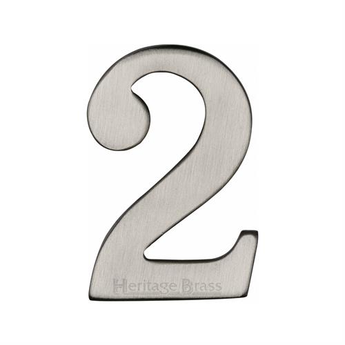 Heritage Brass C1568 2-SN Numeral 2 Self Adhesive 51mm (2) Satin Nickel finish