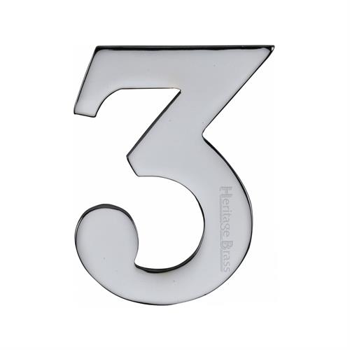 Heritage Brass C1568 3-PC Numeral 3 Self Adhesive 51mm (2) Polished Chrome finish