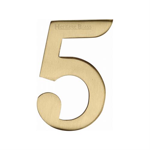 Heritage Brass C1568 5-SB Numeral 5 Self Adhesive 51mm (2) Satin Brass finish