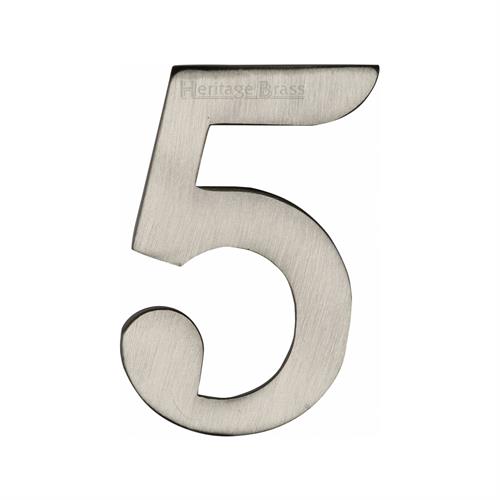 Heritage Brass C1568 5-SN Numeral 5 Self Adhesive 51mm (2) Satin Nickel finish