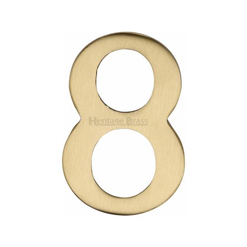 Heritage Brass C1568 8-SB Numeral 8 Self Adhesive 51mm (2) Satin Brass finish