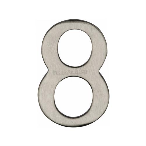 Heritage Brass C1568 8-SN Numeral 8 Self Adhesive 51mm (2) Satin Nickel finish