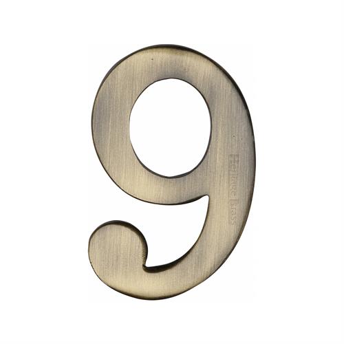 Heritage Brass C1568 9-AT Numeral 9 Self Adhesive 51mm (2) Antique finish