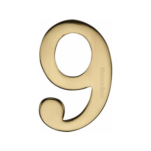 Heritage Brass C1568 9-PB Numeral 9 Self Adhesive 51mm (2) Polished Brass finish