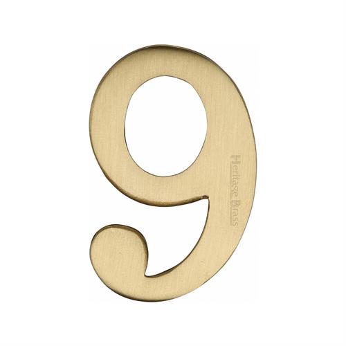 Heritage Brass C1568 9-SB Numeral 9 Self Adhesive 51mm (2) Satin Brass finish