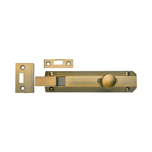 Heritage Brass C1694 6-AT Door Bolt Necked Flat 6 Antique Brass finish
