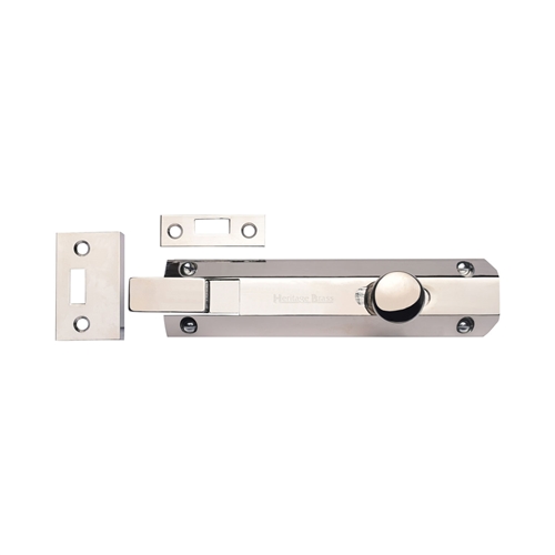 Heritage Brass C1694 6-PNF Door Bolt Necked Flat 6 Polished Nickel finish