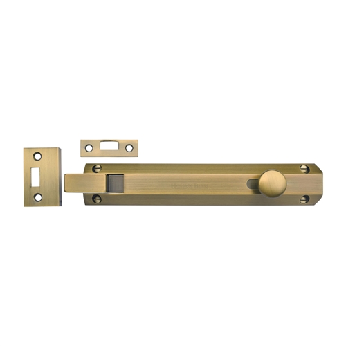 Heritage Brass C1694 8-AT Door Bolt Necked Flat 8 Antique Brass finish