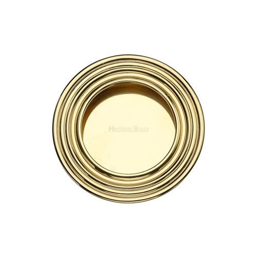 Heritage Brass C1837-PB Round Reeded Flush Pull Polished Brass finish
