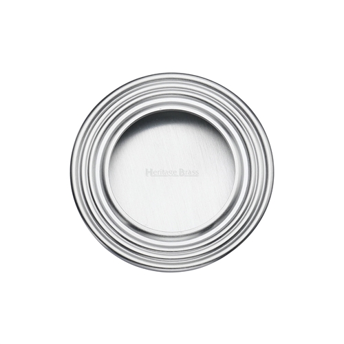 Heritage Brass C1837-SC Round Reeded Flush Pull Satin Chrome finish