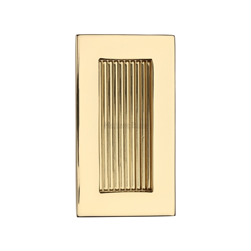 Heritage Brass C1865 105-PB Reeded Rectangular Flush Pull 105 x 58mm Polished Brass finish