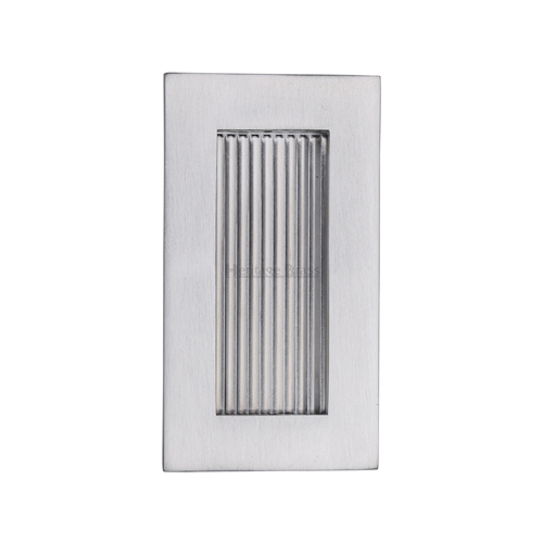 Heritage Brass C1865 105-SC Reeded Rectangular Flush Pull 105 x 58mm Satin Chrome finish