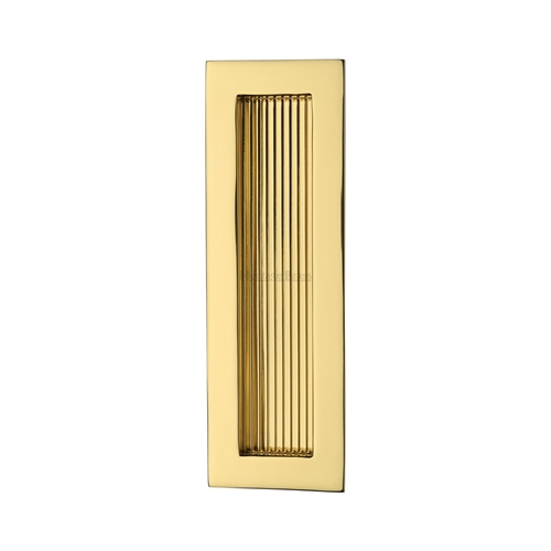 Heritage Brass C1865 175-PB Reeded  Rectangular Flush Pull 175 x 58mm Polished Brass finish