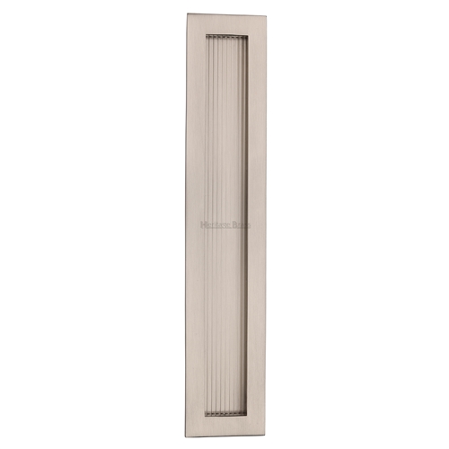 Heritage Brass C1865 300-SN Reeded Rectangular Flush Pull 300 x 58mm Satin Nickel finish