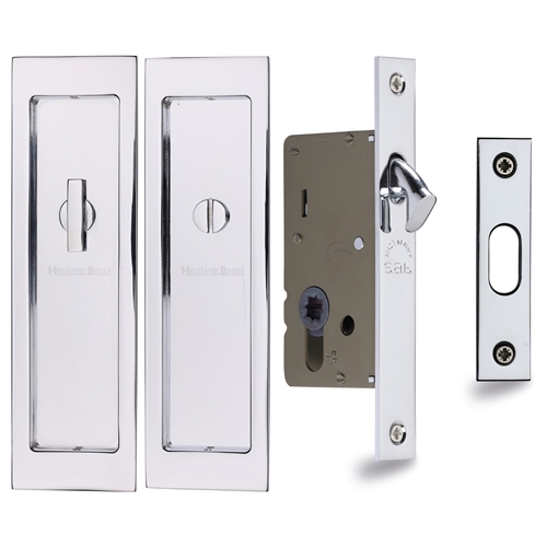 Heritage Brass C1877-PC Flush Pull Privacy Set 197mm Polished Chrome finish