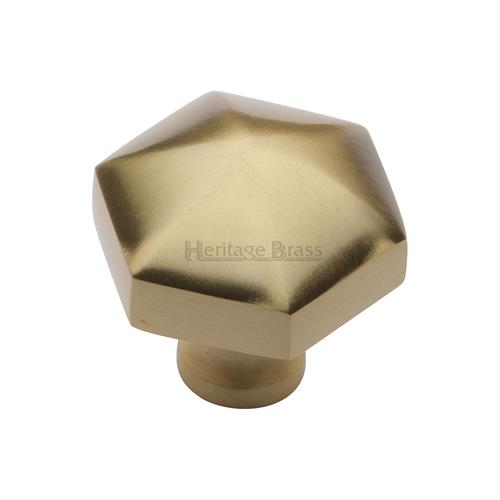 Heritage Brass C2238-SB Cabinet Knob Hexagon Design 32mm Satin Brass finish