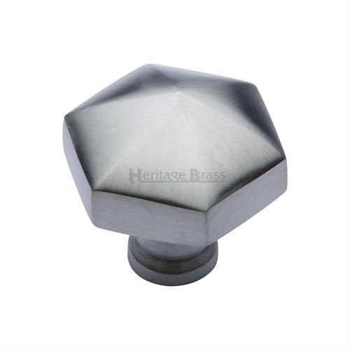 Heritage Brass C2238-SC Cabinet Knob Hexagon Design 32mm Satin Chrome finish