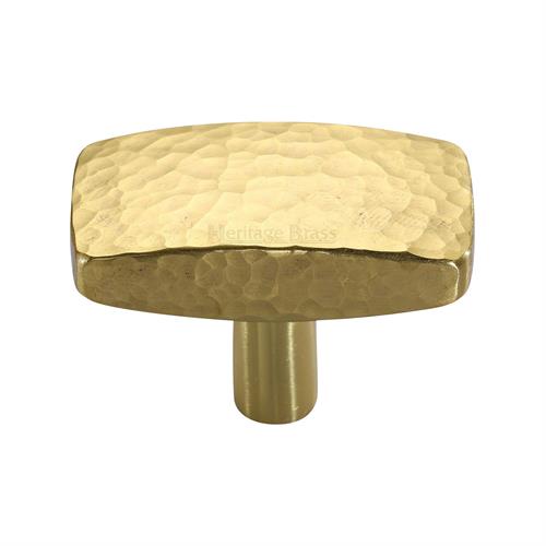 Heritage Brass C3386 41-PB Cabinet Knob Rectangular Hammered Design 41mm Polished Brass finish